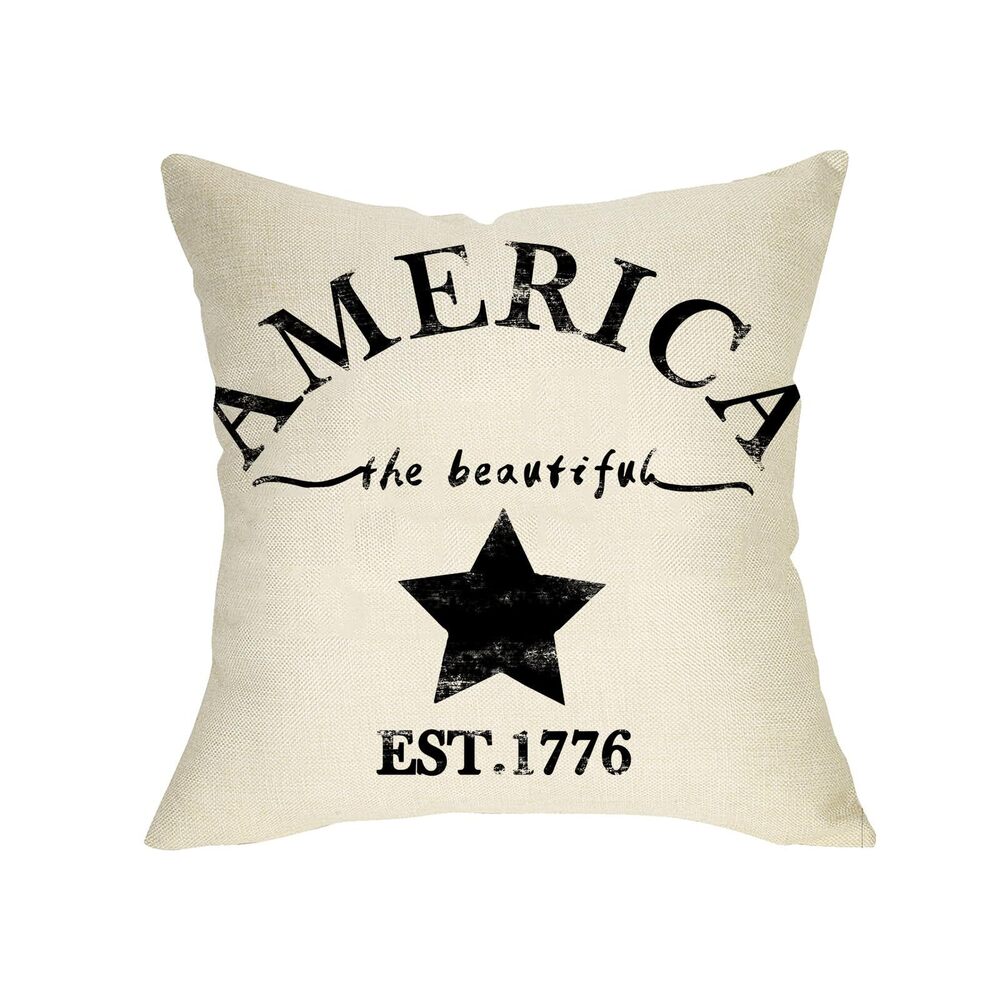 1042 July 4th Farmhouse Decorative Throw Pillow Cover America Est. 1776